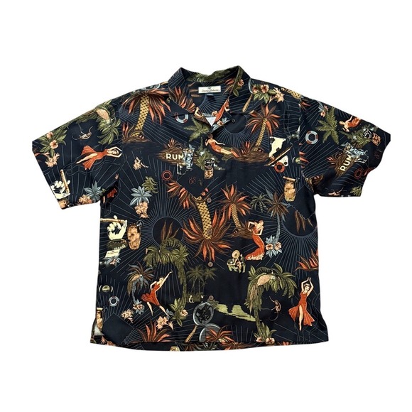 Tommy Bahama Other - NWOT Tommy Bahama Black Havana Pin-Up Girl 100% Silk Camp Shirt L Resortwear